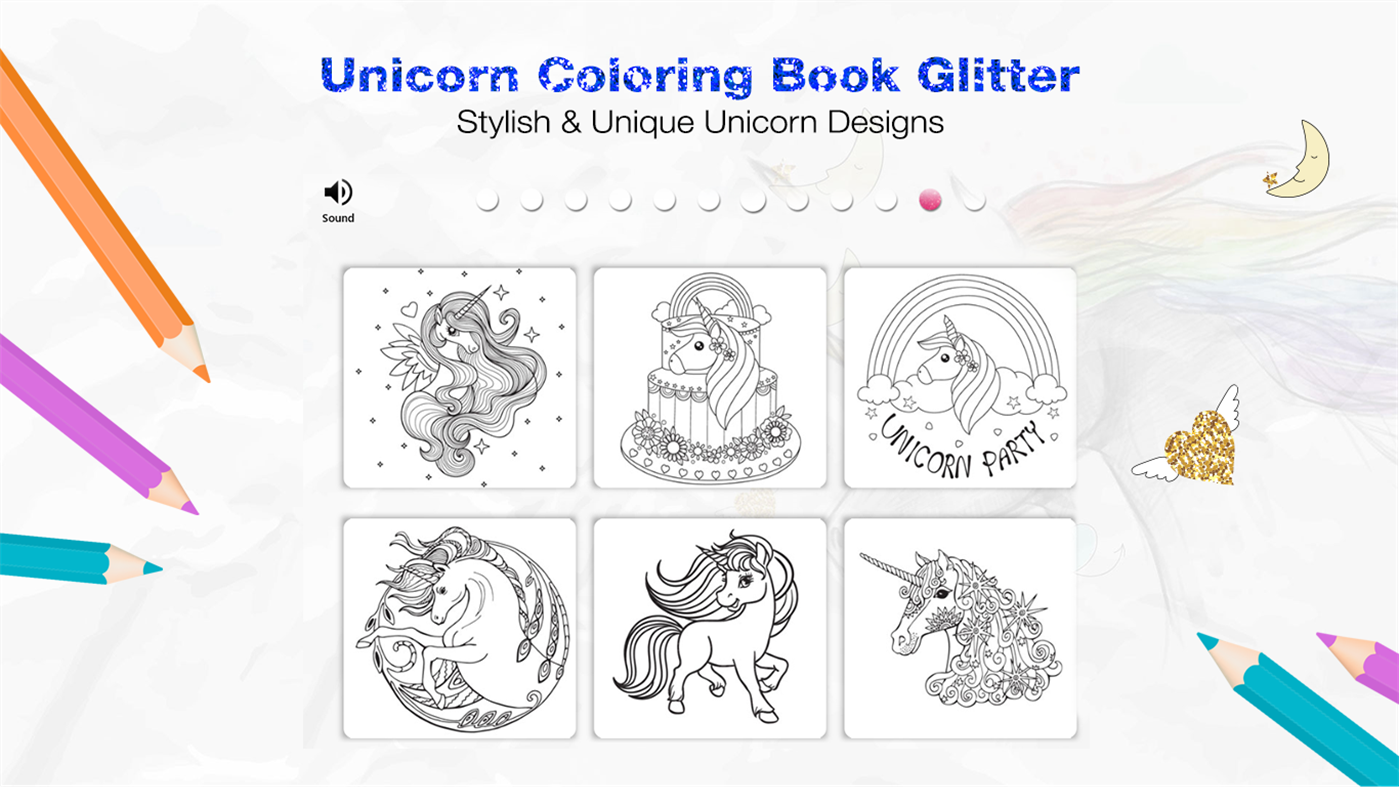 #3. Unicorn Coloring Book With Glitter (Windows) By: Videopix