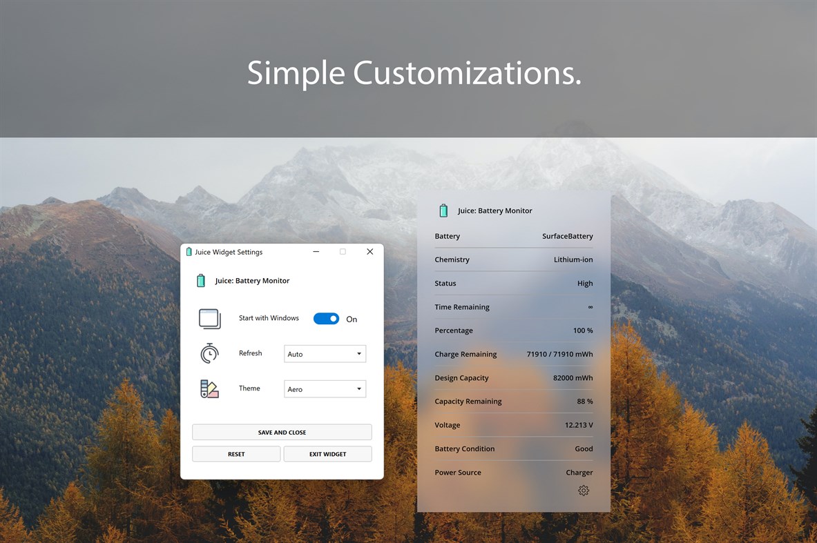 #3. Modern Battery Widget (Windows) Podle: EvlarSoft LLC