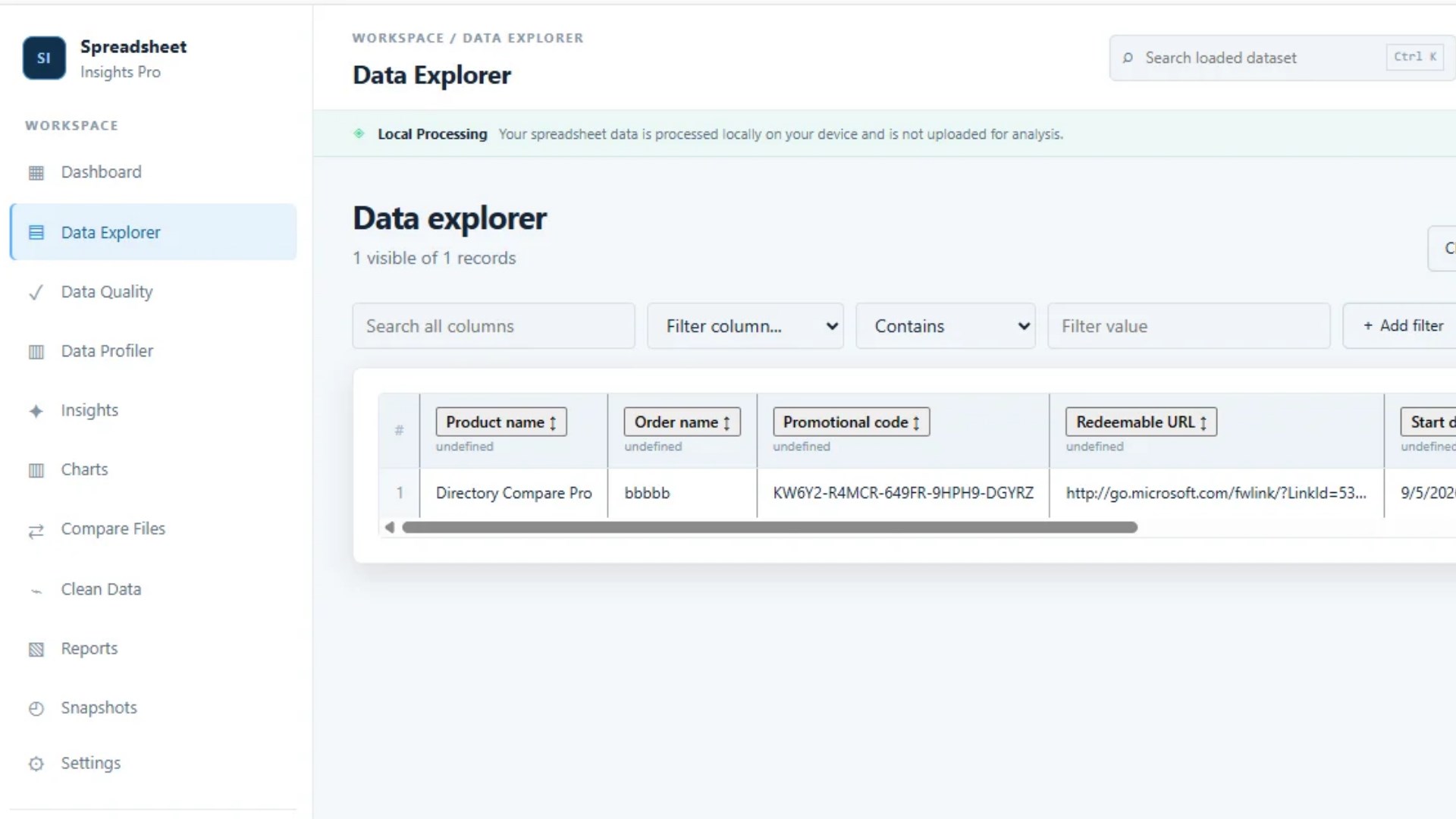 Spreadsheet Insights Pro screenshot