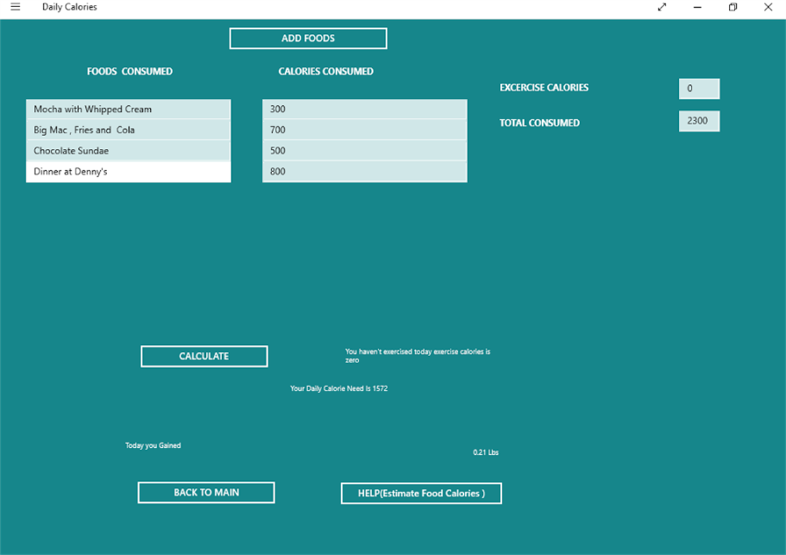 #6. Daily Calories (Windows) От: ALLAM KALYANA