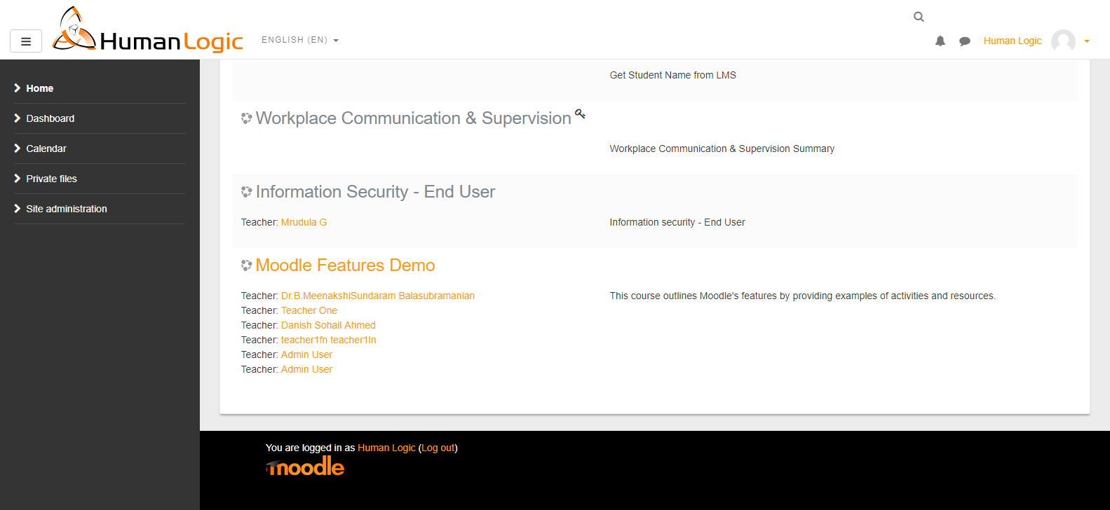 Snapshot 2 of Human Logic Integrated LMS-Moodle
