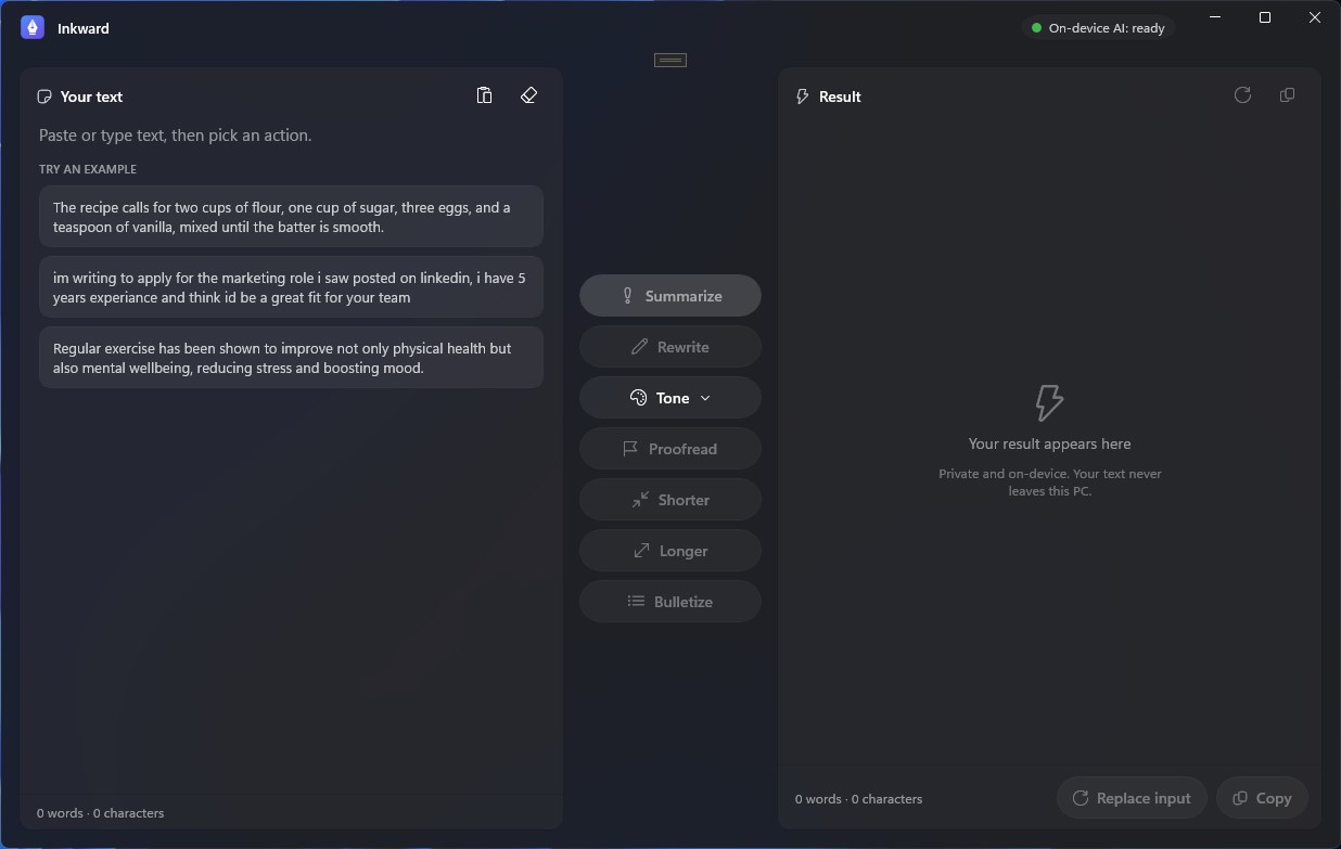 Inkward - Private AI Writing for Copilot+ PCs screenshot 1