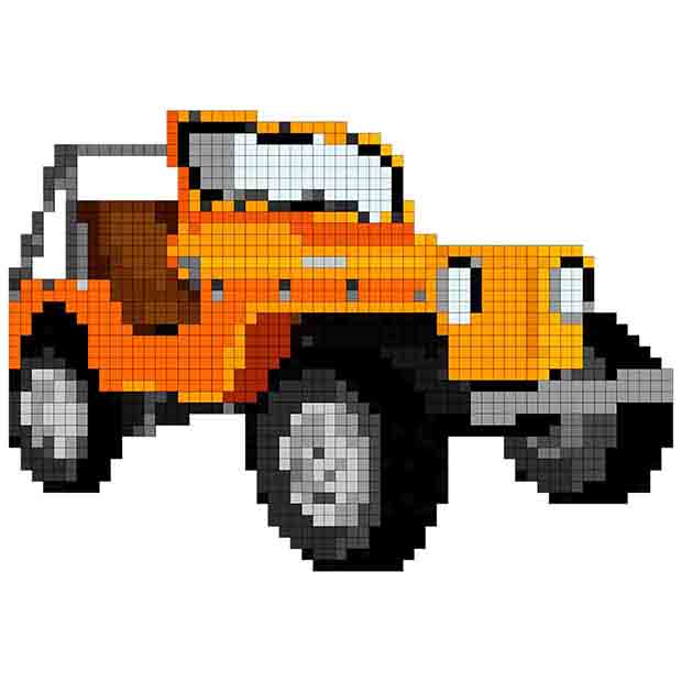 Vehicles Color by Number: Pixel Art, Sandbox Coloring Book