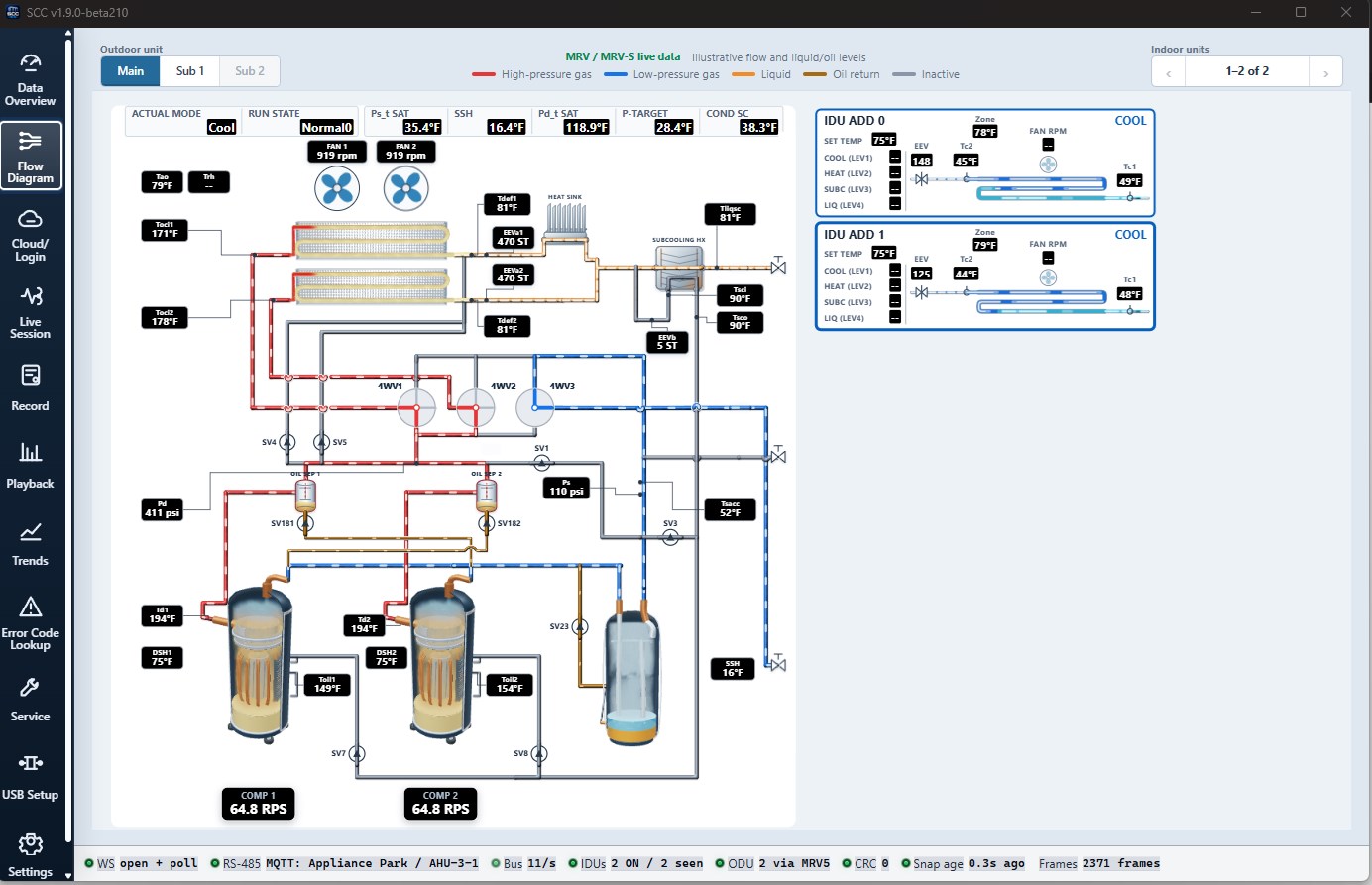 SCC HVAC Service Tool screenshot