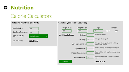 Nutrition database screenshot 5