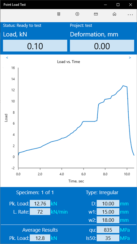 #6. Point Load Test (Windows) 由: Geotechnical Consulting and Testing Systems LLC