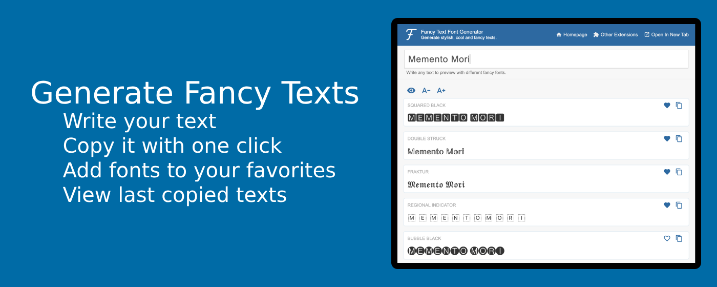 Fancy Text Font Generator統計、ダウンロード、安全確認 | Chrome-Stats