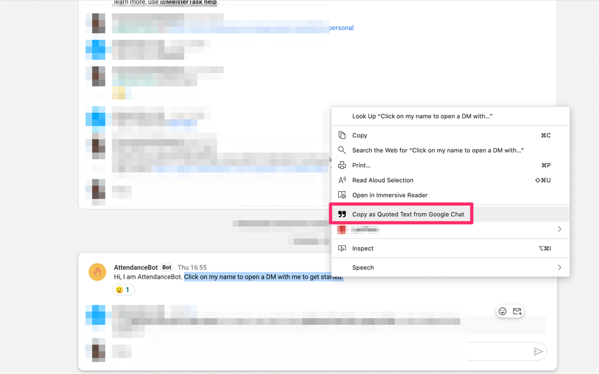 Google Chat - Quote Message