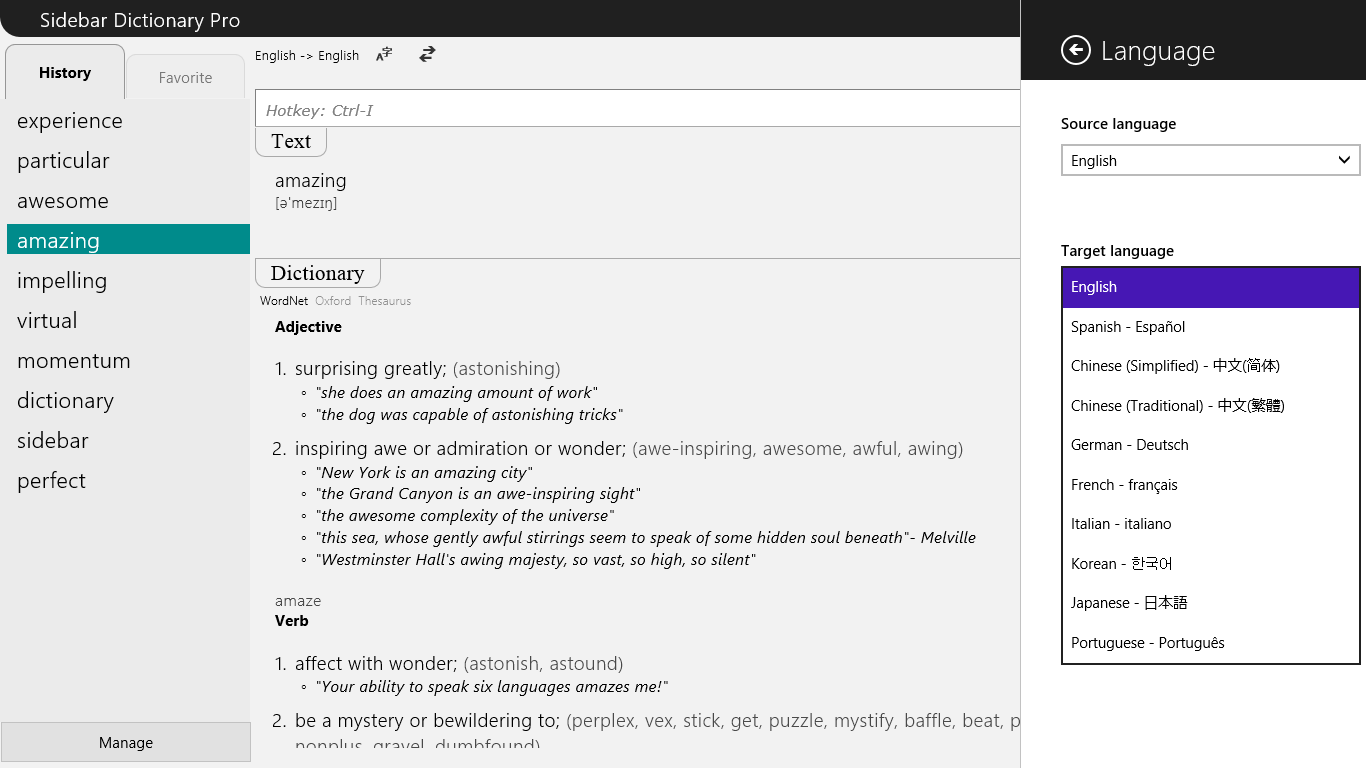 Sidebar Dictionary Pro for Windows 10