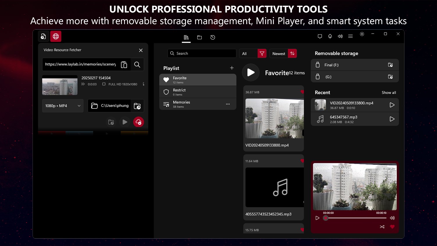 Media Player, Video Downloader - Play-list screenshot