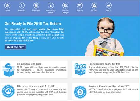 eFile Canadian Tax Return Screenshots 1