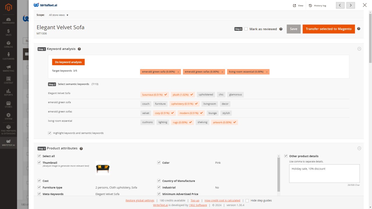 Snapshot 6 of WriteText.ai for Magento