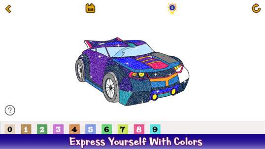 Cars Glitter Color by Number - Vehicles Coloring Book screenshot 4