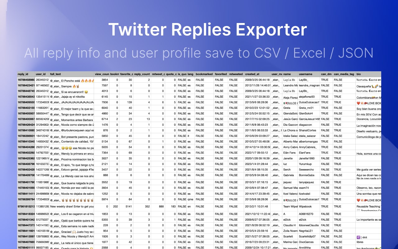 TwReplyExport - Twitter Replies Export