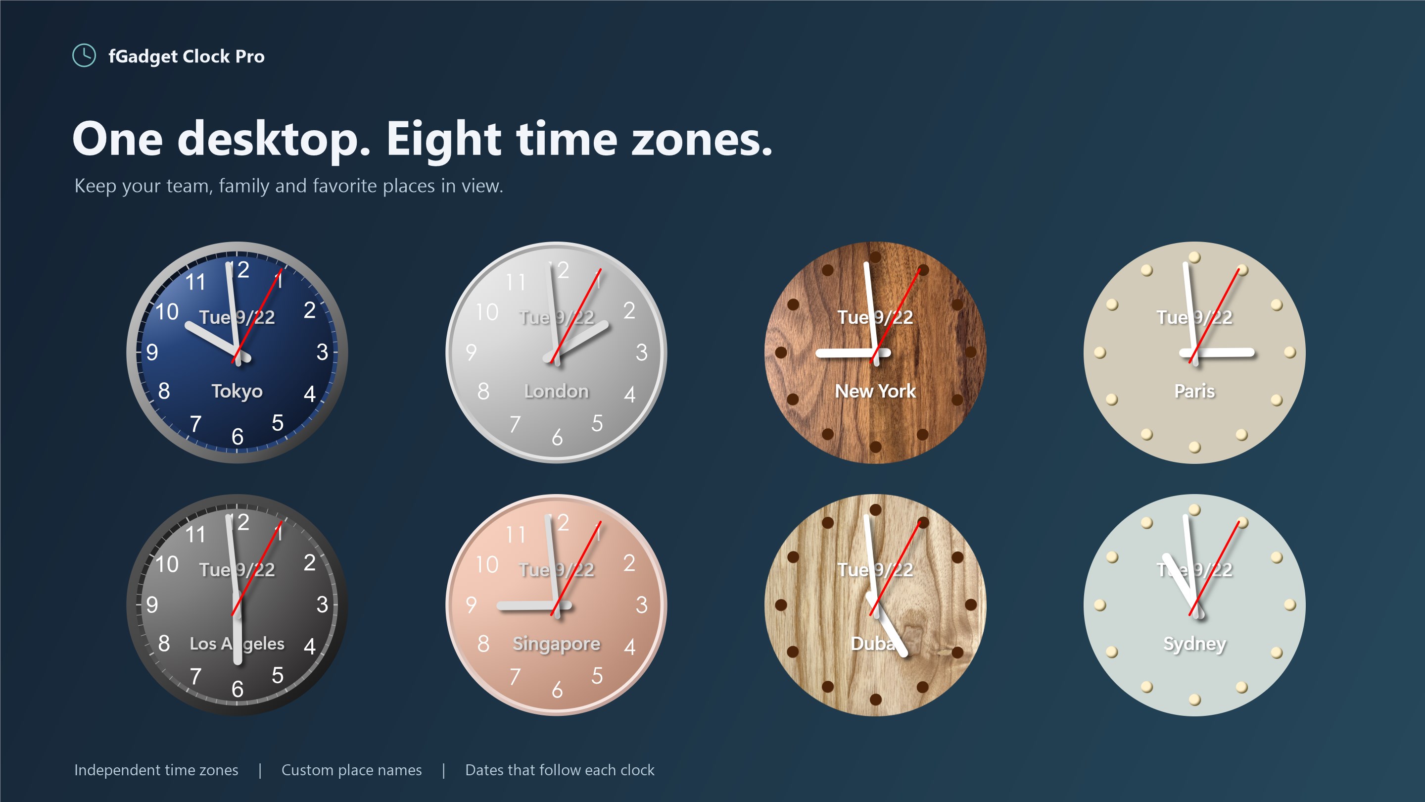 fGadget Clock Pro: Analog World Clock Desktop Widget screenshot