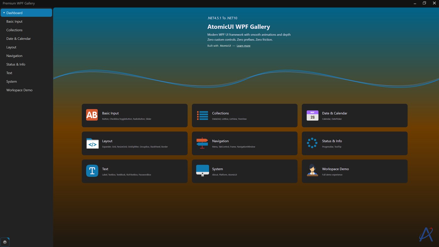 #1. WPF Gallery – AtomicUI (Windows) Ved: AtomicApps