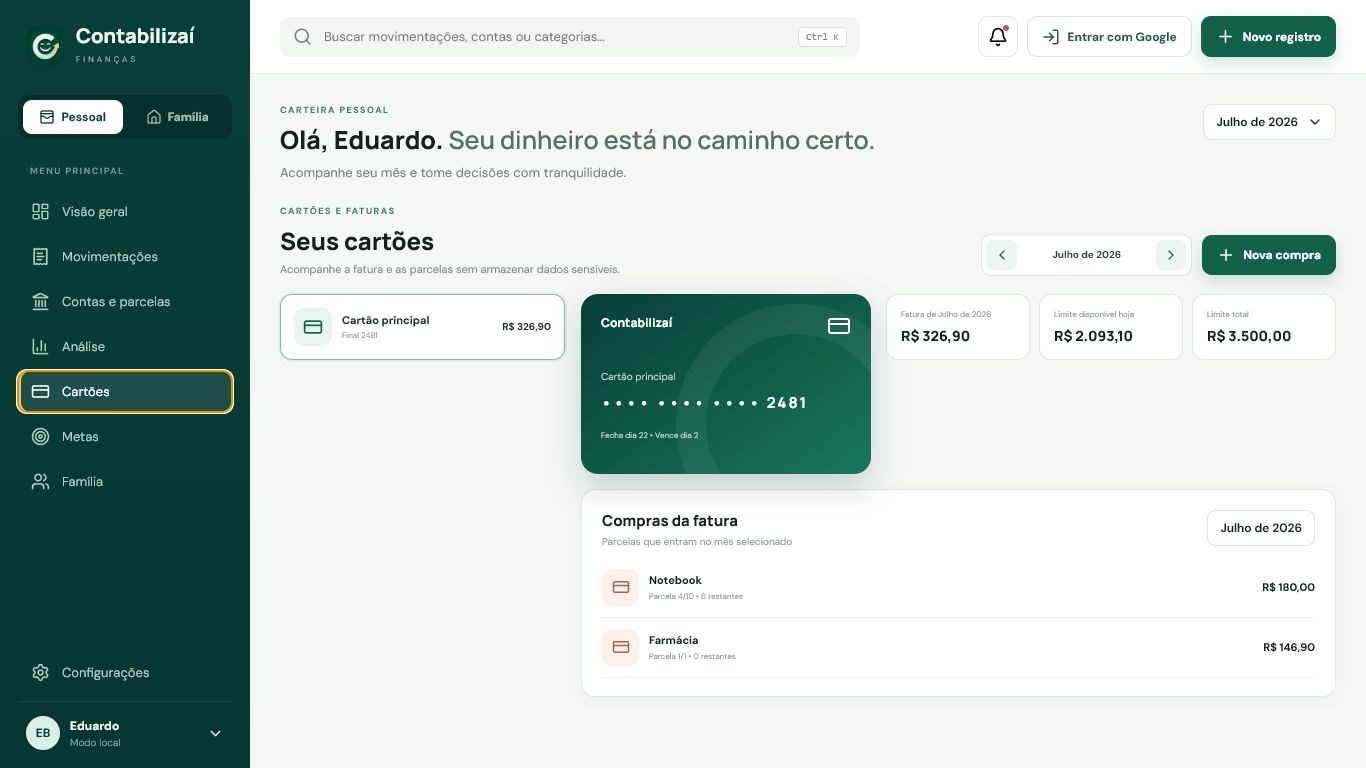 Contabilizaí — Finanças screenshot