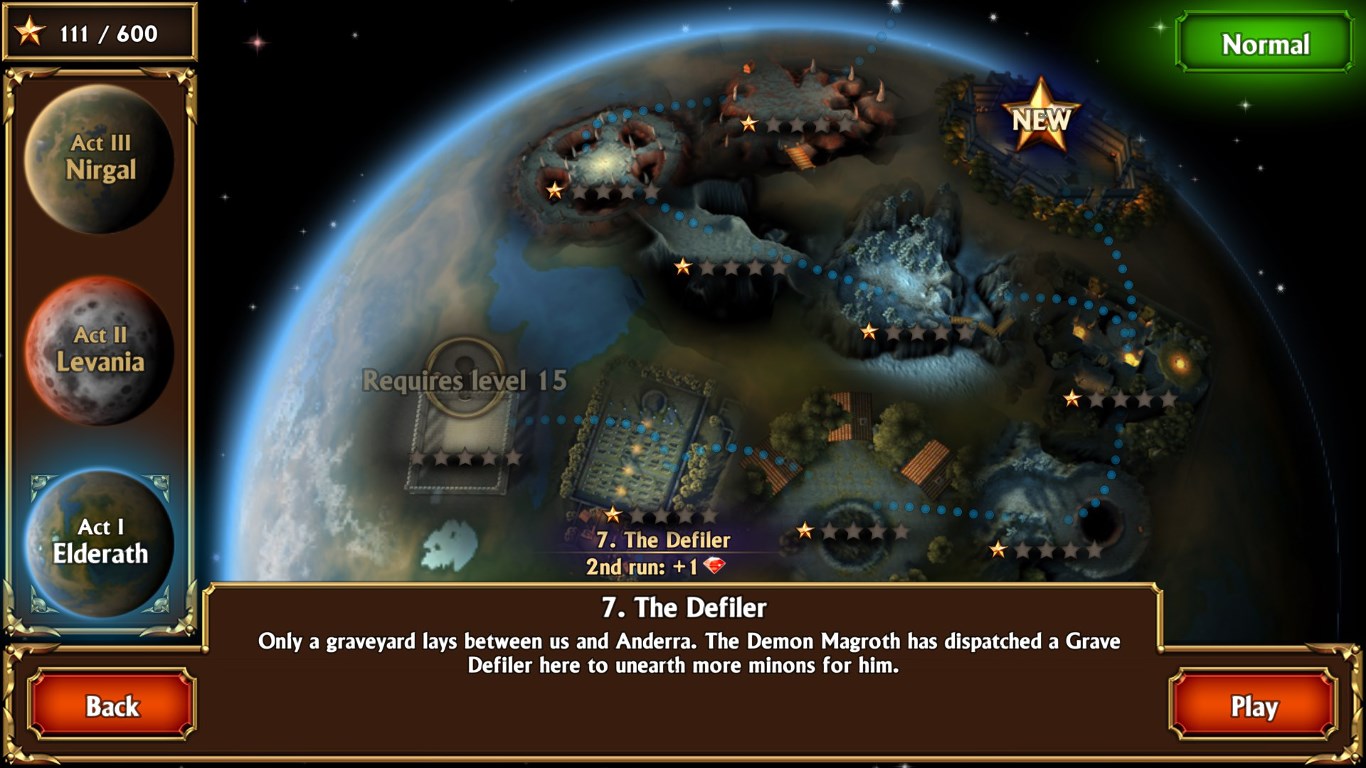 Screenshot: Visit Elderath, its moon Levania, and the red planet Nirgal.