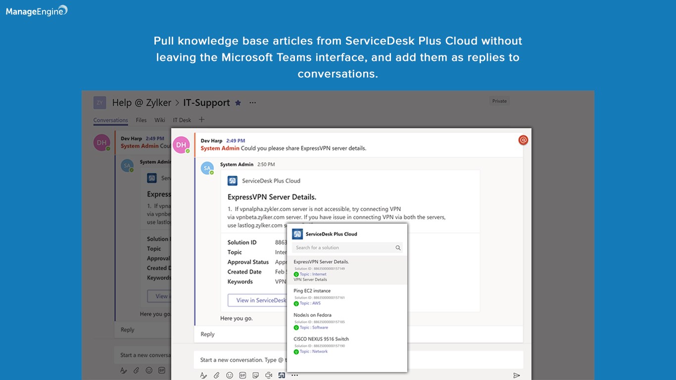 Servicedesk Plus Cloud For Microsoft Teams