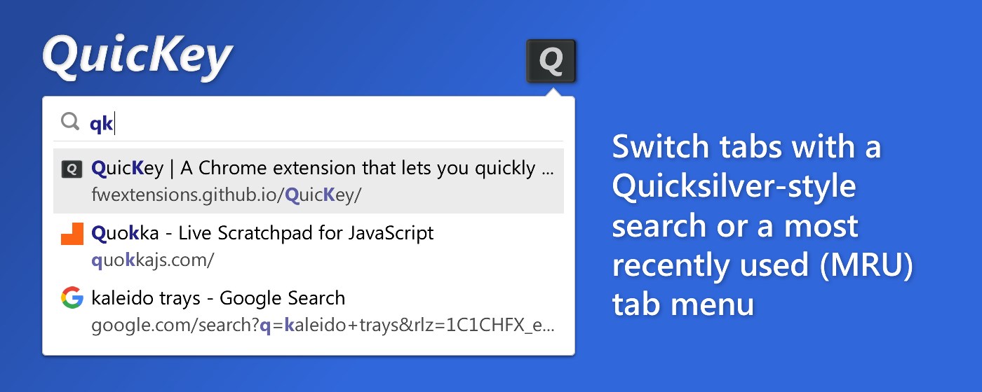 QuicKey – The quick tab switcher marquee promo image