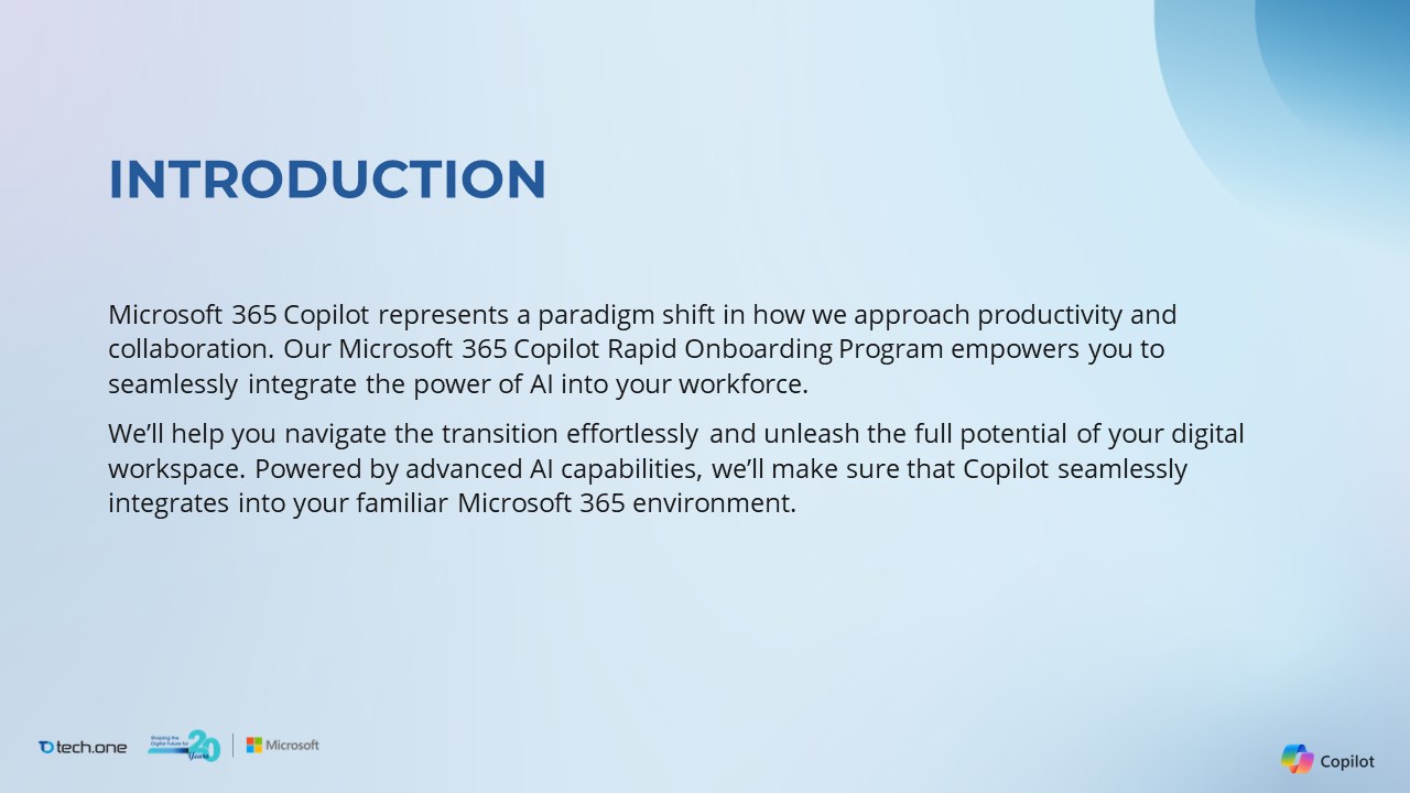 Snapshot 1 of Microsoft 365 Copilot Rapid Onboarding Program: 4-Week Implementation