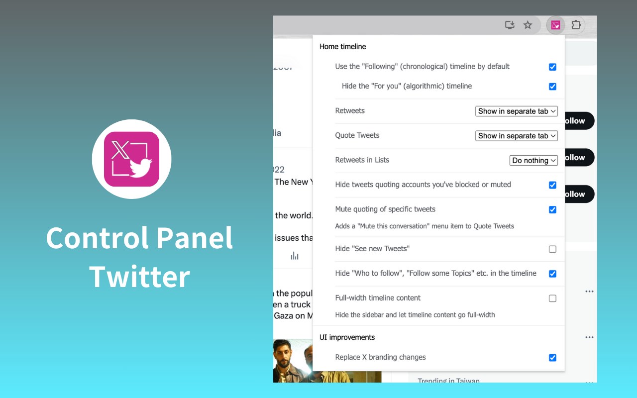 Twitter UI - Control Panel For Twitter