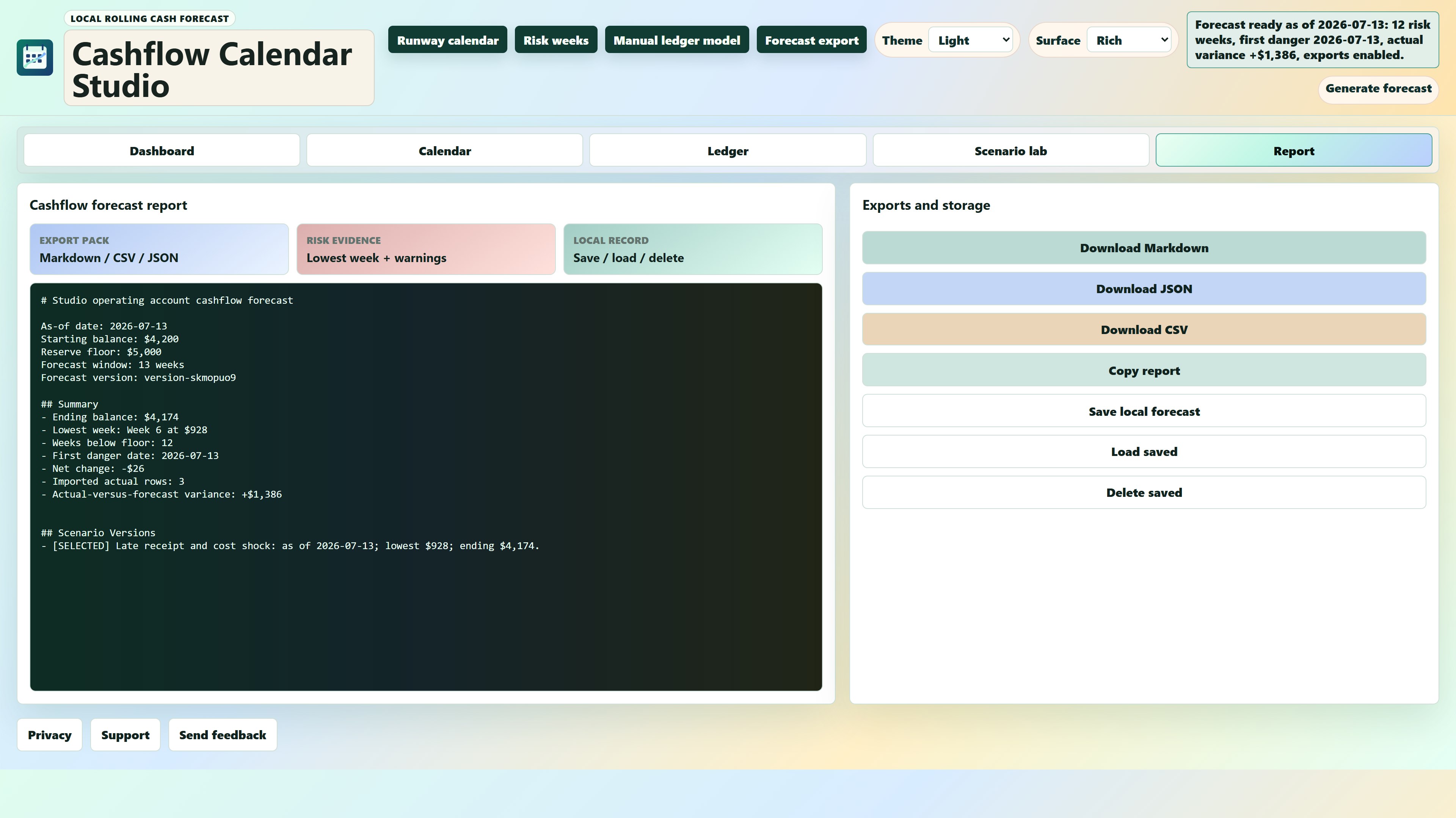 Cashflow Calendar Studio screenshot