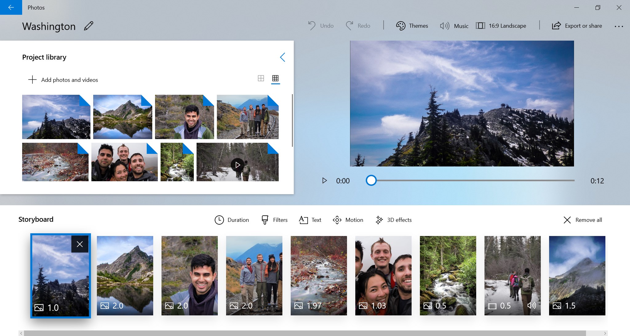 Create new videos from photos and video clips