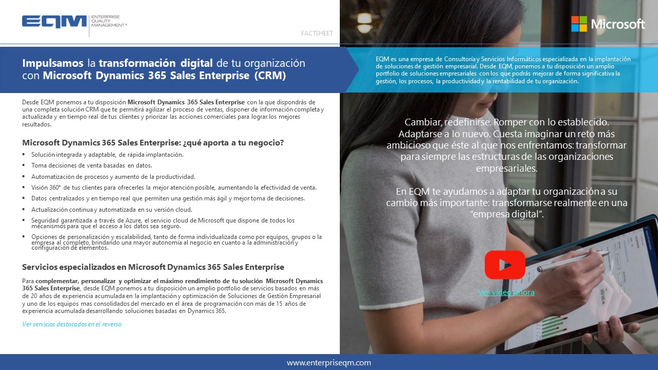 Snapshot 4 of EQM 365 - Sales Enterprise Envisioning Offering (CRM)