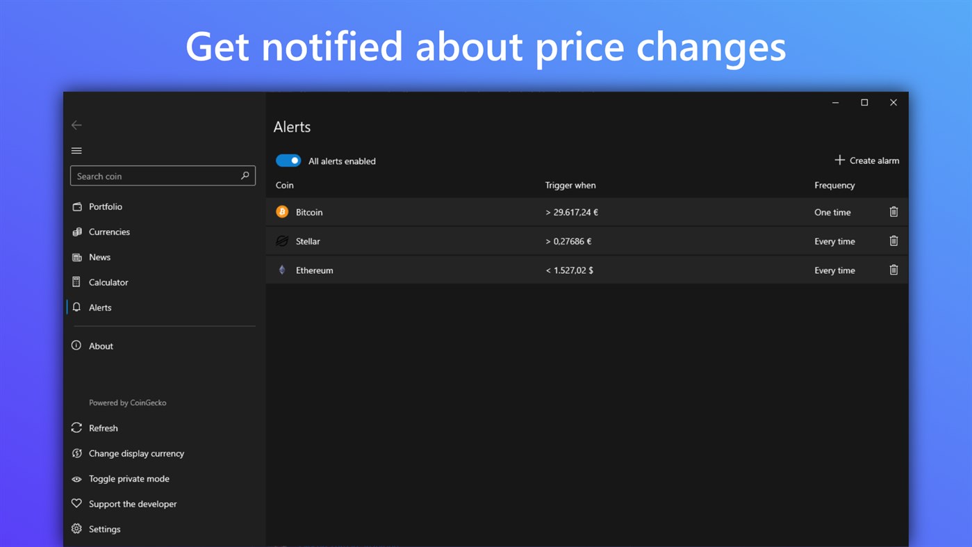 #7. Coini ― Bitcoin / Cryptocurrencies (Windows) 由: Timo Partl