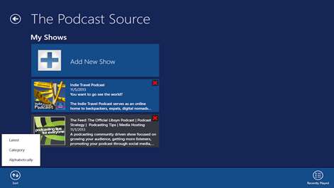 Screenshot: My Shows listing