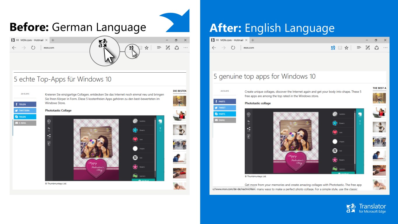 Translator for Microsoft Edge Screenshot