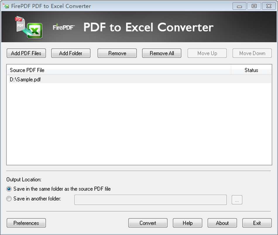 PDF to XLS (XLSX) Converter Full Version (Windows) 由: FirePDF