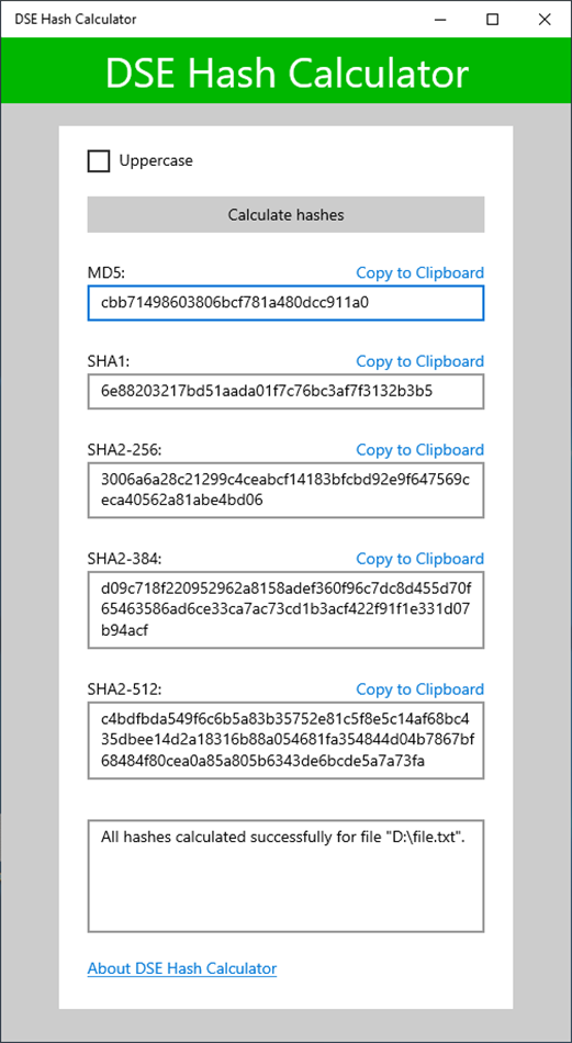 DSE Hash Calculator (Windows) 由: Data Safety Expert