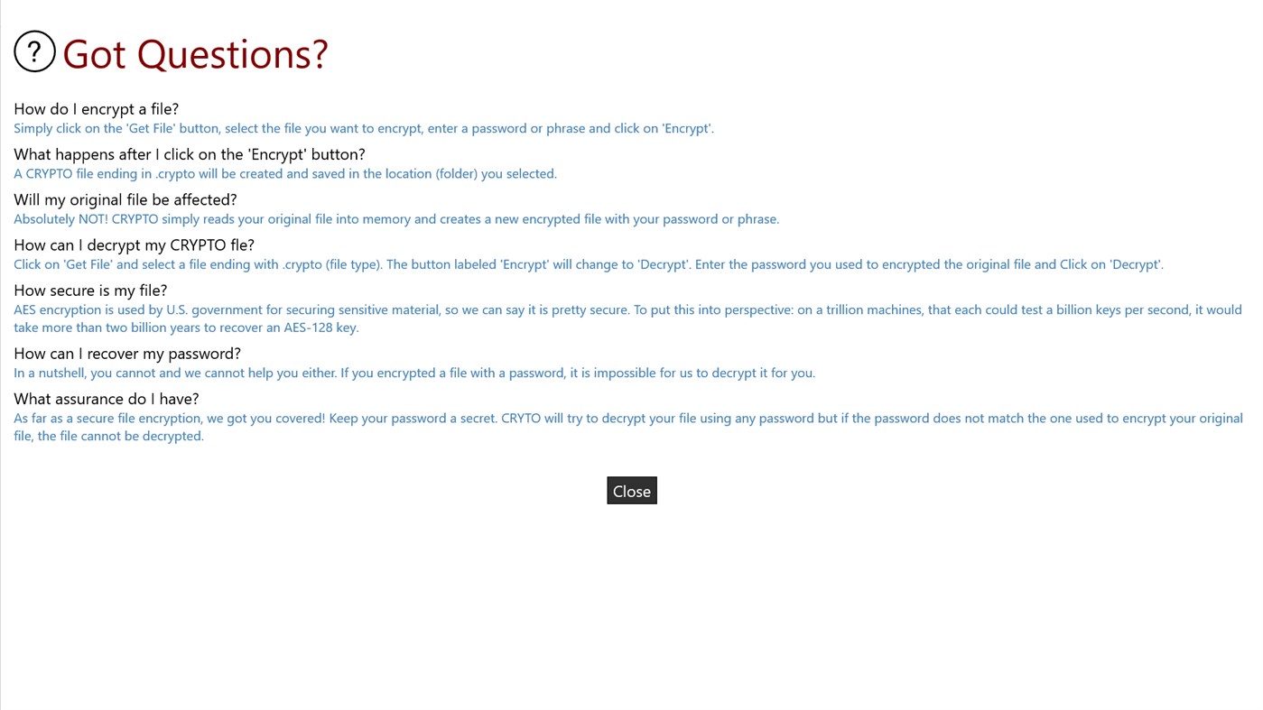 #2. CRYPTO File Encryption (Windows) By: Levicom Inc.