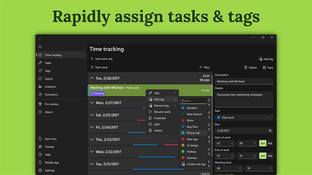 WorkingHours: Time Tracking, Hours Tracker, Timesheet_3