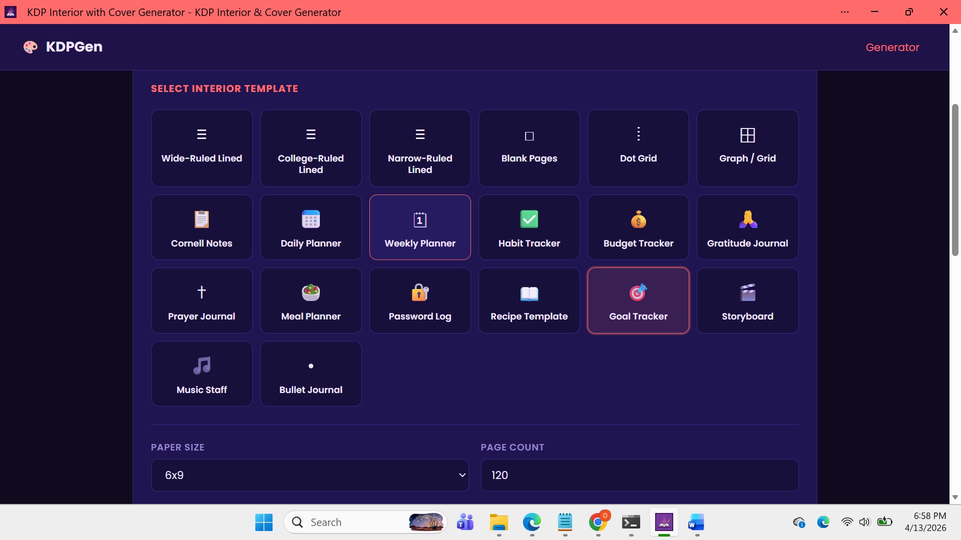 KDP Interior with Cover Generator screenshot