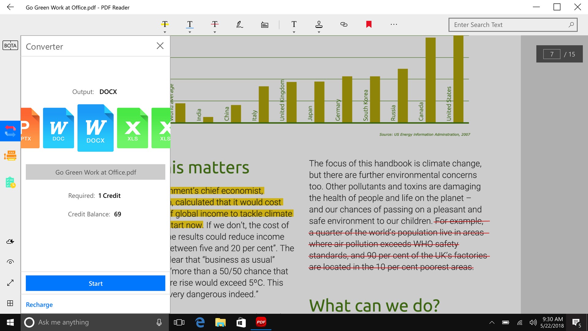 Screenshot: Convert your PDF to other formats