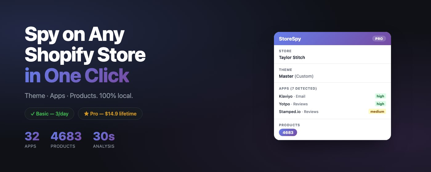 StoreSpy — Shopify Theme & App Detector