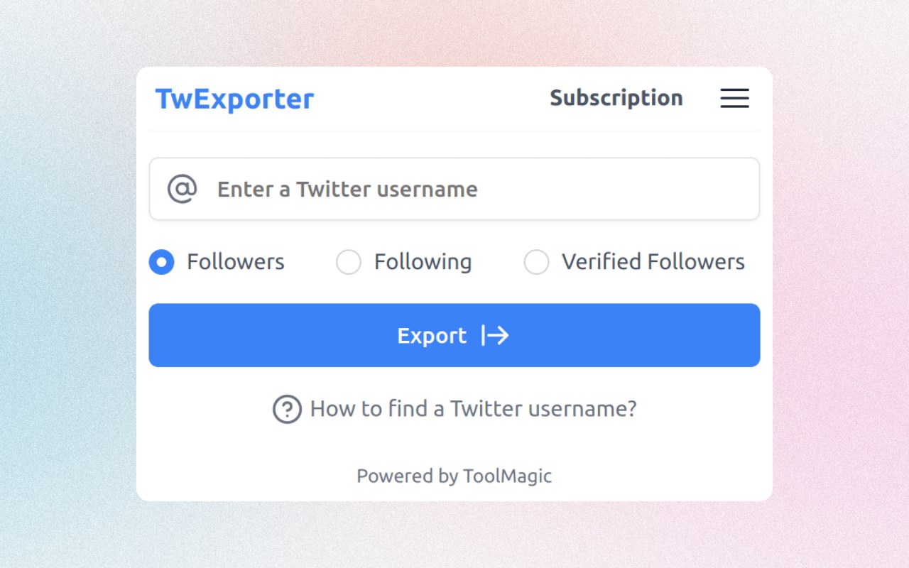 TwExporter - Export Twitter Followers