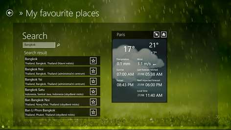 Screenshot: search / my favourite places