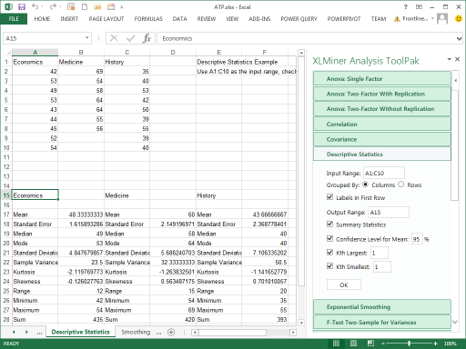 xlminer analysis toolpak pane