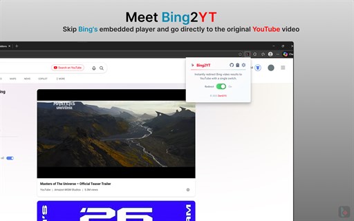 Bing2YT: Instant Bing-to-YouTube Redirect