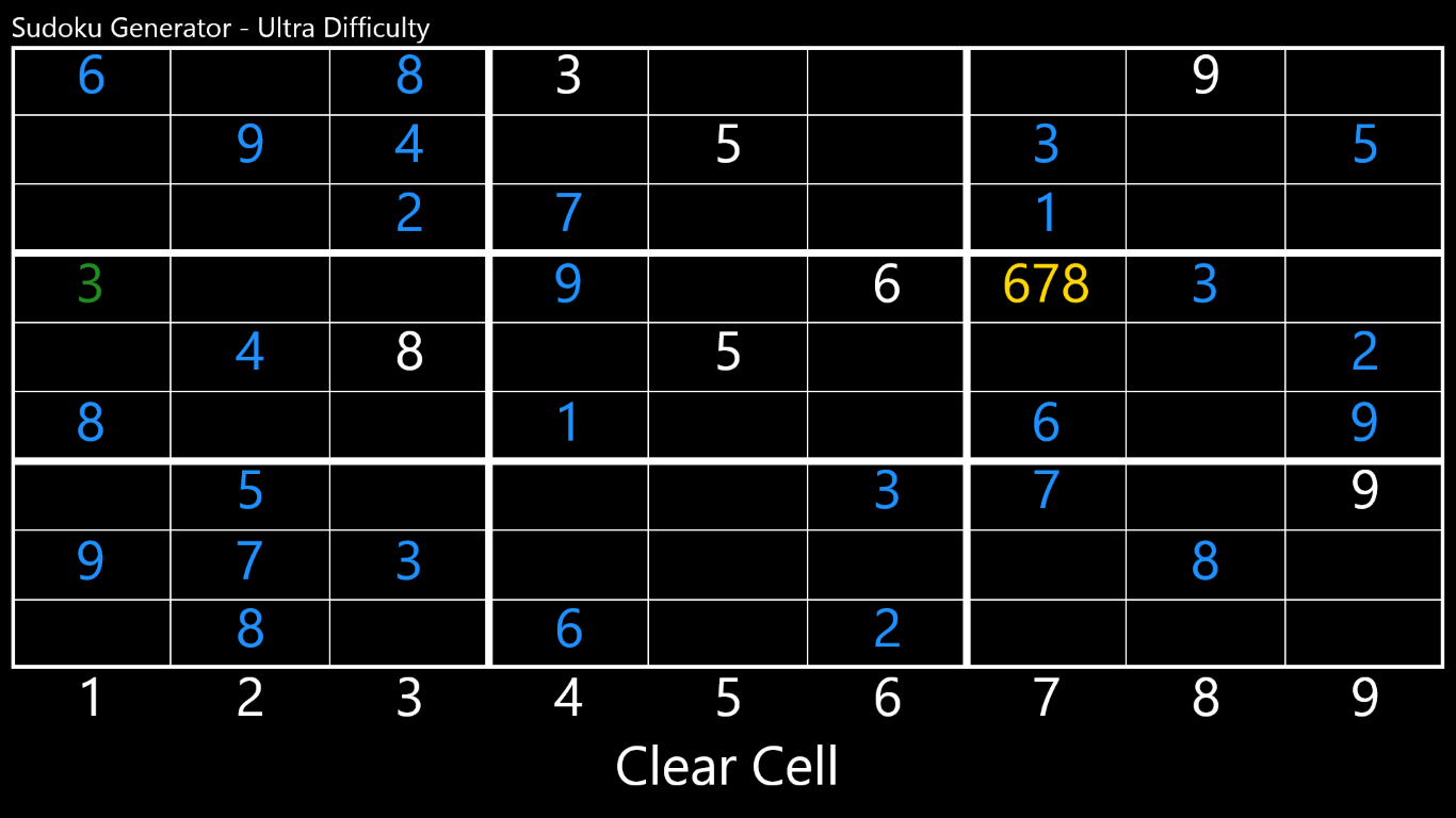 I hired a developer to create a sudoku generator for me. It generates 4x4,  6x6 and 9x9 with the difficulties easy, medium, hard, very hard. This is  from a 6x6 very hard