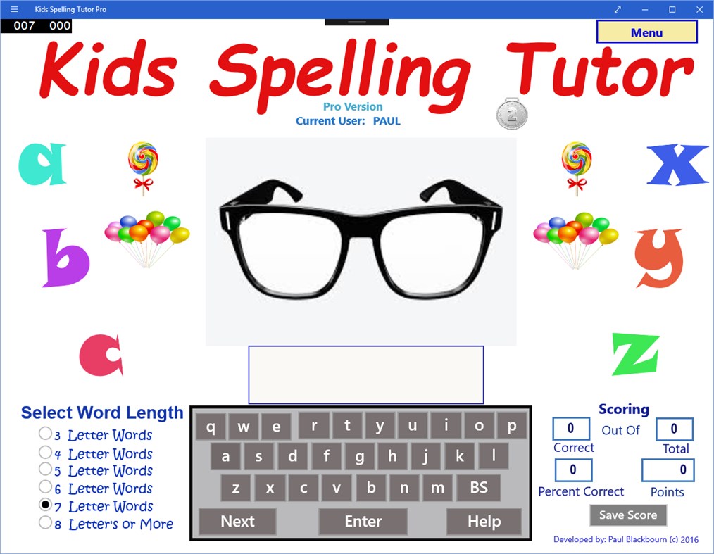 #2. Kids Spelling Tutor Pro (Windows) Podle: Paul Blackbourn