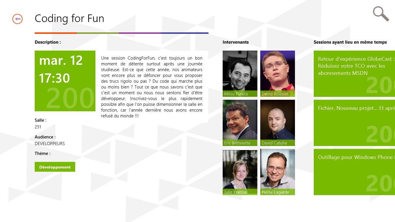 Affichez le détail d'une session