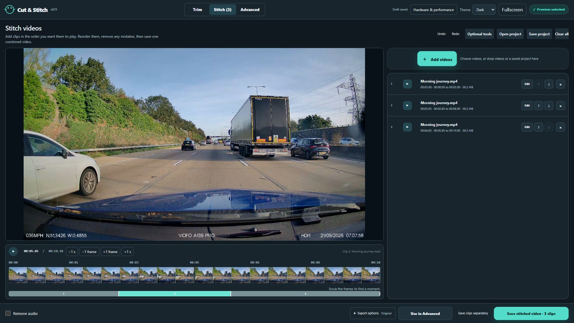 Cut & Stitch Video Editor screenshot