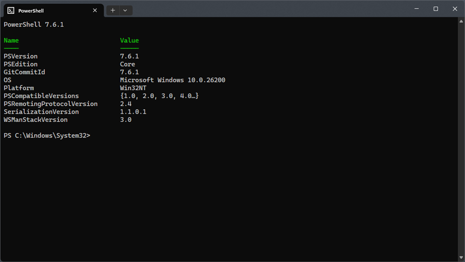 PowerShell (Windows) By: Microsoft Corporation