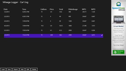 Mileage Logger screenshot 3