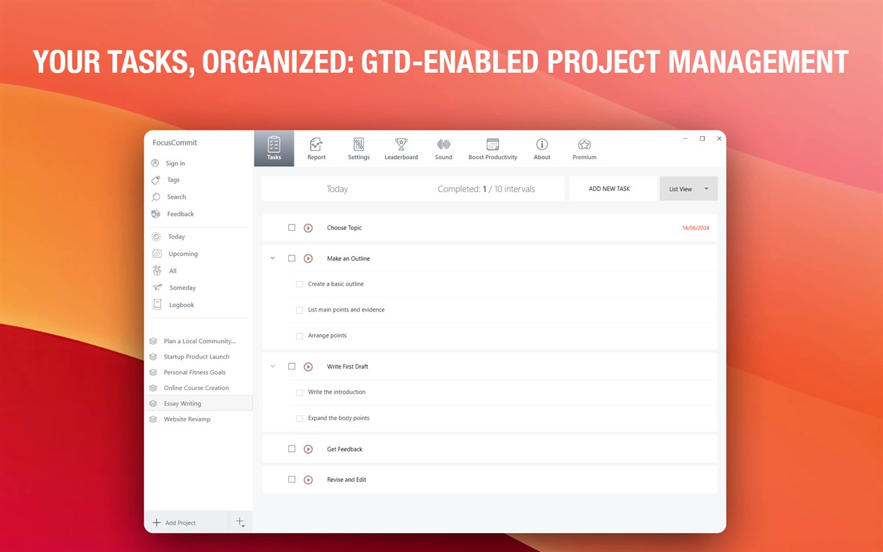 #2. FocusCommit: Pomodoro Timer & Planner (Windows) 来自: innobee